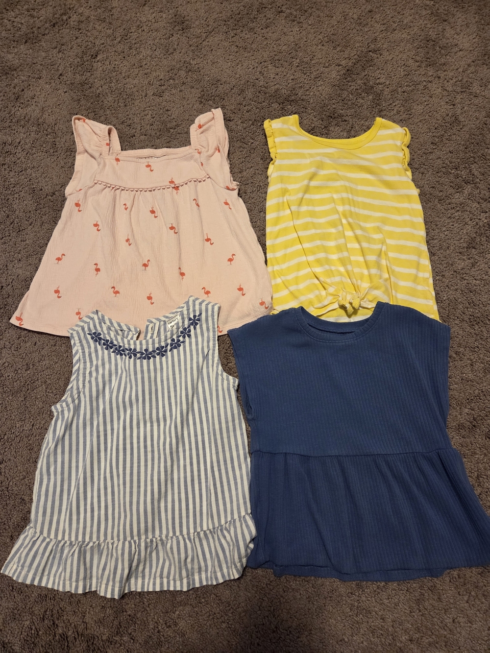 Carter's Toddler Girls Size 5T Short-Sleeve & Sleeveless Tops Bundle 4 Pack Lot
